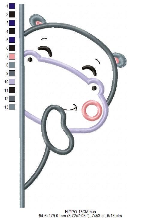 Peek a boo Hippo split embroidery designs - Wild Safari animal machine embroidery pattern - Hippo applique pattern - Instant download pes