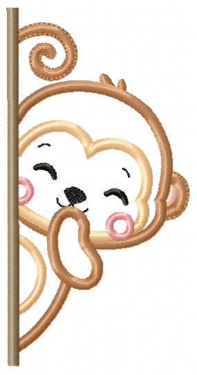 Peek a boo Monkey split embroidery design - Safari wild animal machine embroidery pattern - Baby Boy Monkey applique - Instant download pes