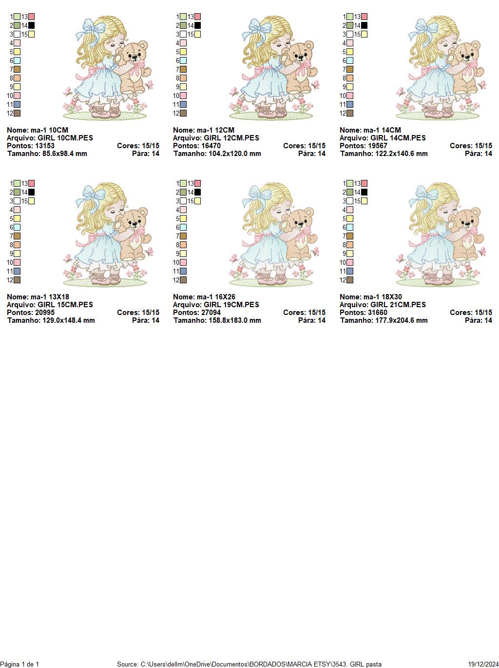 Young Vintage Girl with dress embroidery designs - Baby Girl with lace and teddy bear machine embroidery pattern - Instant download pes jef