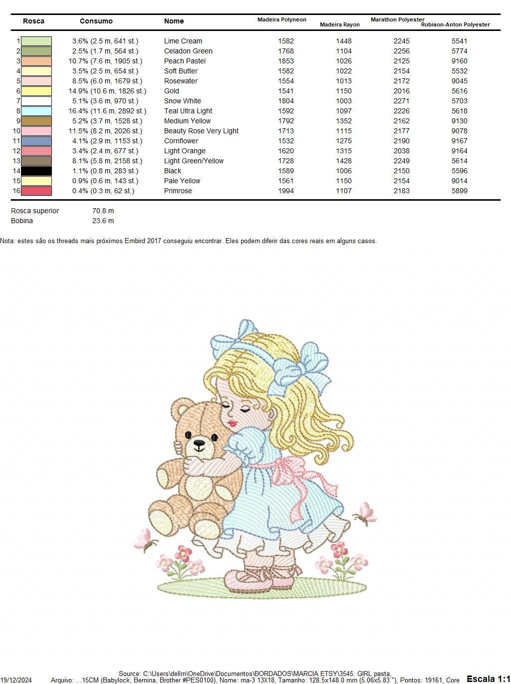 Young Vintage Girl with dress embroidery designs - Baby Girl with lace and teddy bear machine embroidery pattern - Instant download pes jef