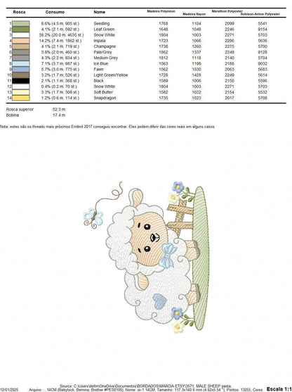 Male Sheep embroidery design - Lamb with butterfly machine embroidery pattern - Newborn Baby boy file - Instant download pes jef dst vp3 xxx