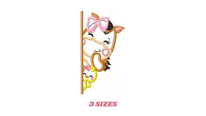 Peek a boo Female Horse split embroidery design - Farm Animal Mare machine embroidery pattern - Horse with chick applique - Instant download