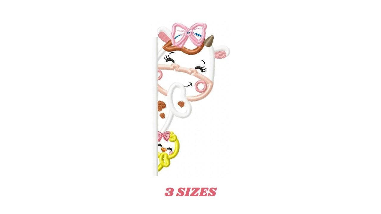 Peek a boo Cow split embroidery design - Farm Animal with chick machine embroidery pattern - Female Cow applique design - Instant download