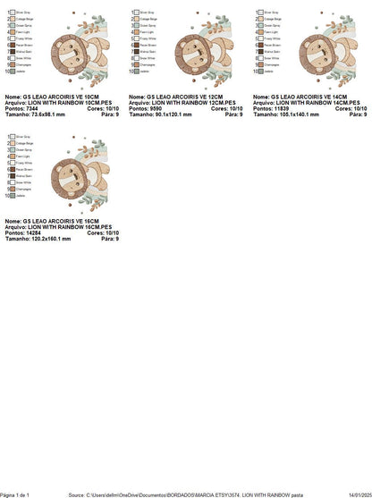 Lion with rainbow embroidery designs - Safari animal machine embroidery pattern - Newborn Baby boy file - Instant download pes jef dst vp3