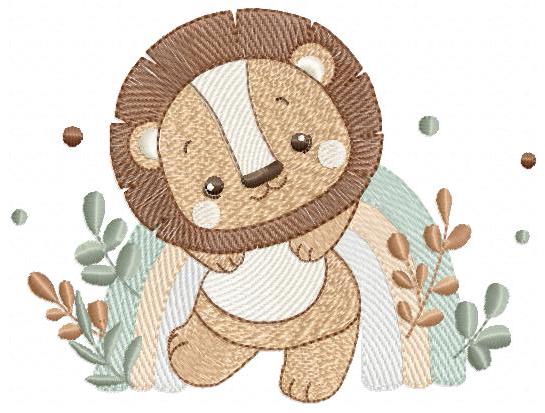Lion with rainbow embroidery designs - Safari animal machine embroidery pattern - Newborn Baby boy file - Instant download pes jef dst vp3