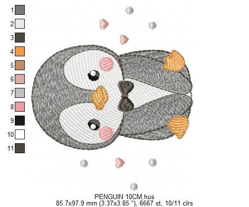 Penguin with bow tie embroidery design - Winter Water Antarctic Animal machine embroidery pattern - Baby boy file - Instant download pes