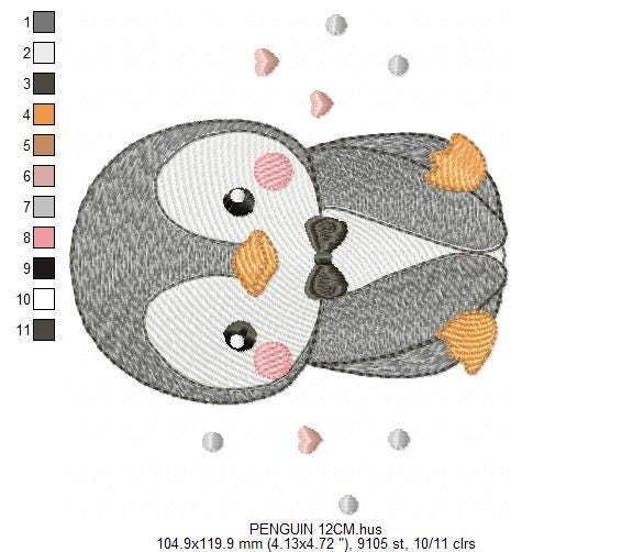 Penguin with bow tie embroidery design - Winter Water Antarctic Animal machine embroidery pattern - Baby boy file - Instant download pes