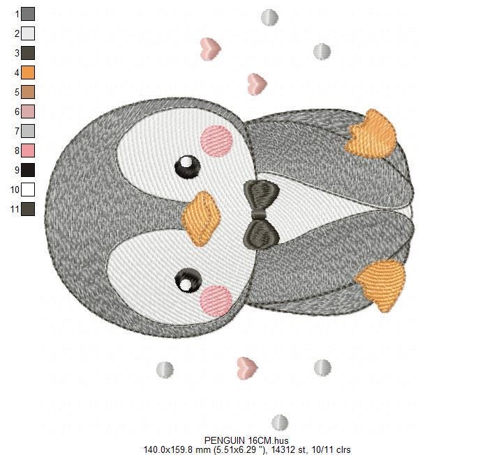 Penguin with bow tie embroidery design - Winter Water Antarctic Animal machine embroidery pattern - Baby boy file - Instant download pes