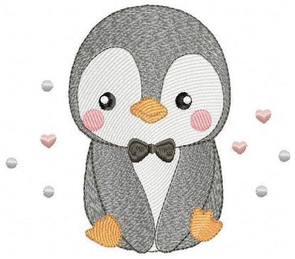 Penguin with bow tie embroidery design - Winter Water Antarctic Animal machine embroidery pattern - Baby boy file - Instant download pes