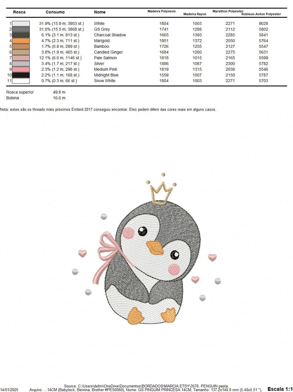 Penguin with crown embroidery design - Bird water cold animal with lace machine embroidery pattern - Baby girl file - Instant download pes