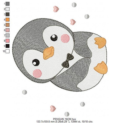 Penguin with bow tie embroidery design - Winter Water Antarctic Animal machine embroidery pattern - Baby boy file - Instant download jef