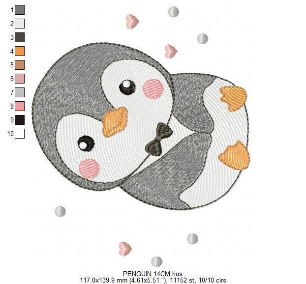 Penguin with bow tie embroidery design - Winter Water Antarctic Animal machine embroidery pattern - Baby boy file - Instant download jef