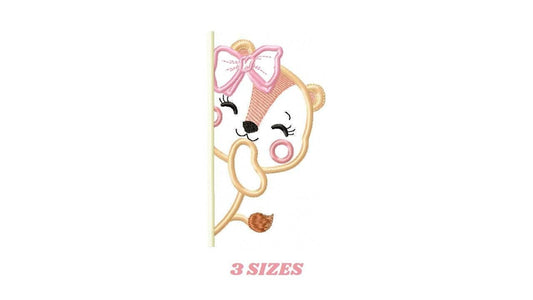 Peek a boo Lioness with lace embroidery designs - Safari wild animal split machine embroidery pattern - Lioness applique - Instant download