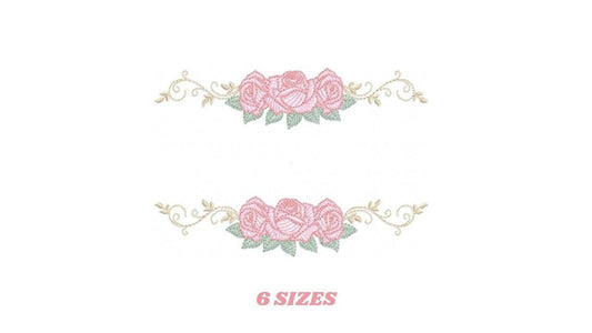 Roses split embroidery designs - Flowers for kitchen tea towel machine embroidery pattern - Entwined roses file - Instant download pes jef