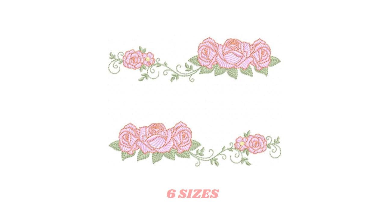 Roses split embroidery designs - Flower Kitchen Towel divider machine embroidery pattern - Entwined roses file - Instant download pes jef
