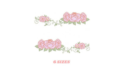 Roses split embroidery designs - Flower Kitchen Towel divider machine embroidery pattern - Entwined roses file - Instant download pes jef