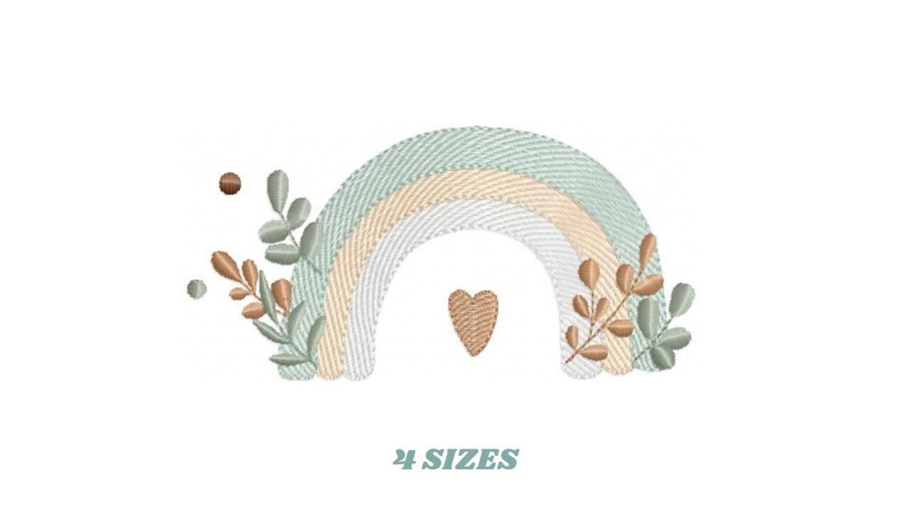 Boho Rainbow embroidery design - Colorful Rainbow with laurel machine embroidery pattern - Newborn Baby girl file - Instant download pes jef
