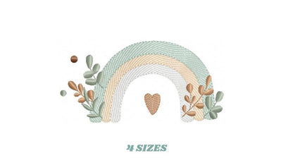 Boho Rainbow embroidery design - Colorful Rainbow with laurel machine embroidery pattern - Newborn Baby girl file - Instant download pes jef
