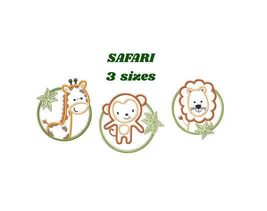 Safari embroidery designs - Lion embroidery design machine embroidery pattern - Giraffe embroidery file - monkey embroidery lion applique