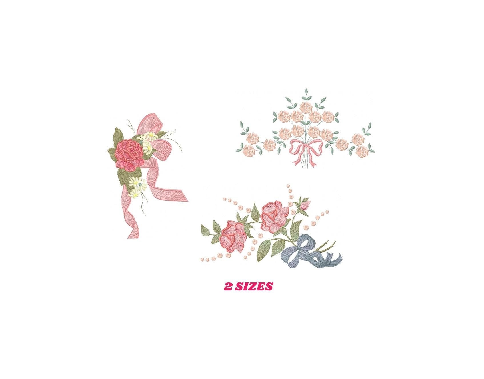Roses wreath embroidery designs - Monogram embroidery design machine embroidery pattern - Tea towel embroidery - floral wreath of flowers