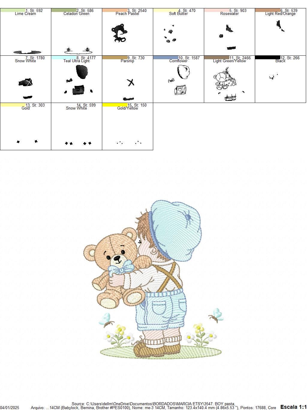 Baby boy with old clothes embroidery design - Child with cap and teddy bear machine embroidery pattern - Children toddler - Instant download