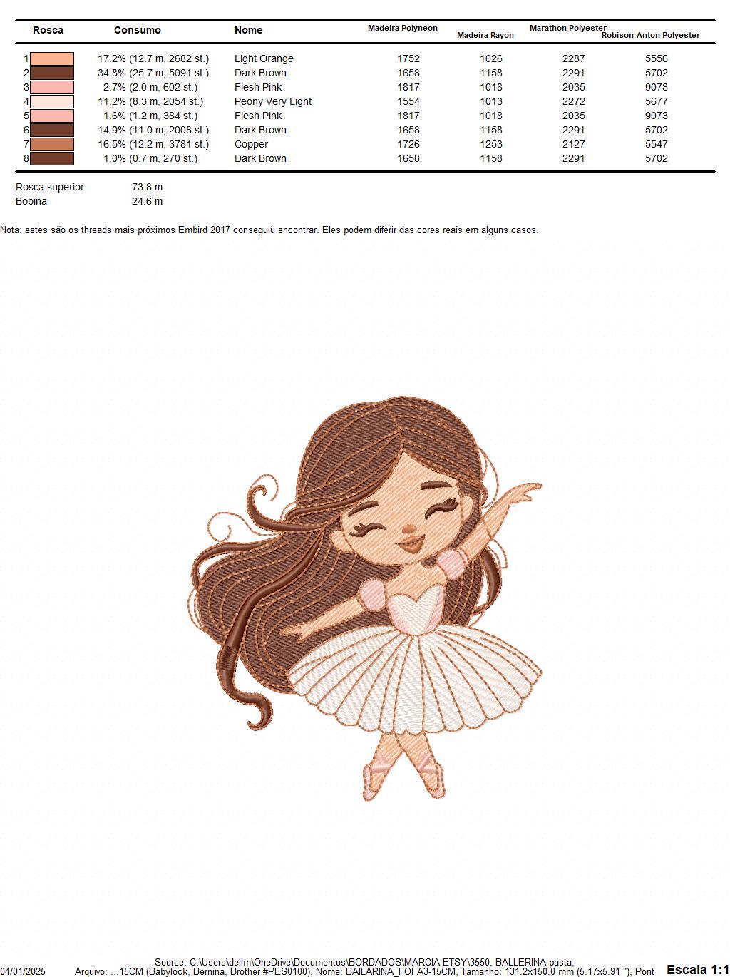 Long hair Ballerina embroidery designs - Ballet dancer machine embroidery pattern - Baby girl file - Instant download pes jef dst vp3 xxx