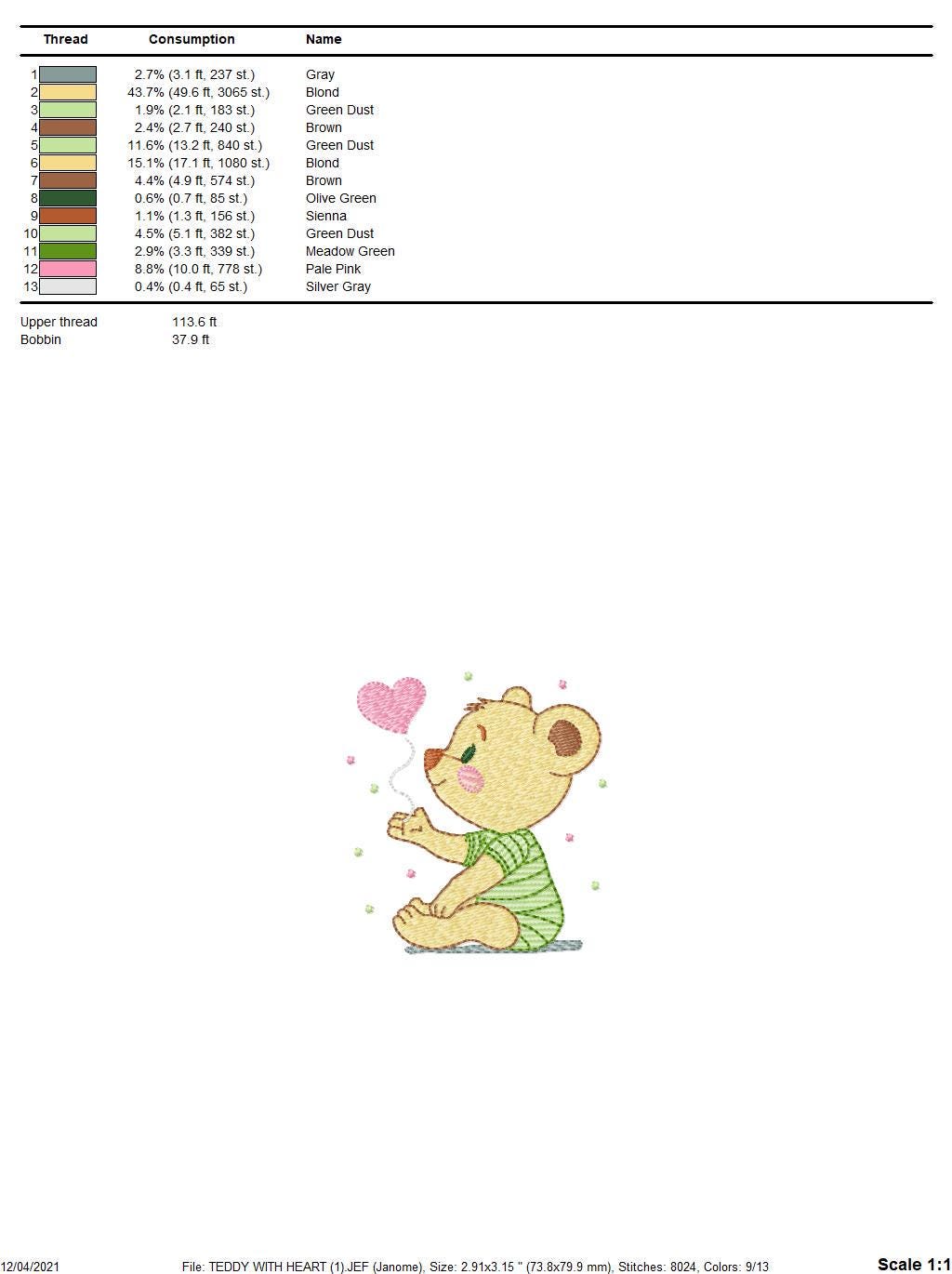 Bear embroidery designs - Teddy Bear with heart machine embroidery pattern - Baby boy file - Instant digital download pes jef dst hus vp3