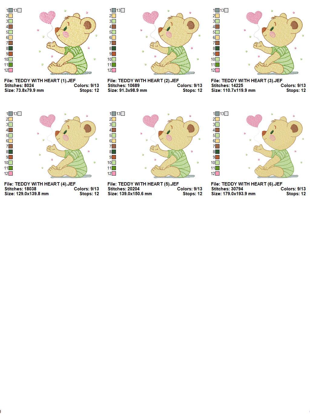 Bear embroidery designs - Teddy Bear with heart machine embroidery pattern - Baby boy file - Instant digital download pes jef dst hus vp3