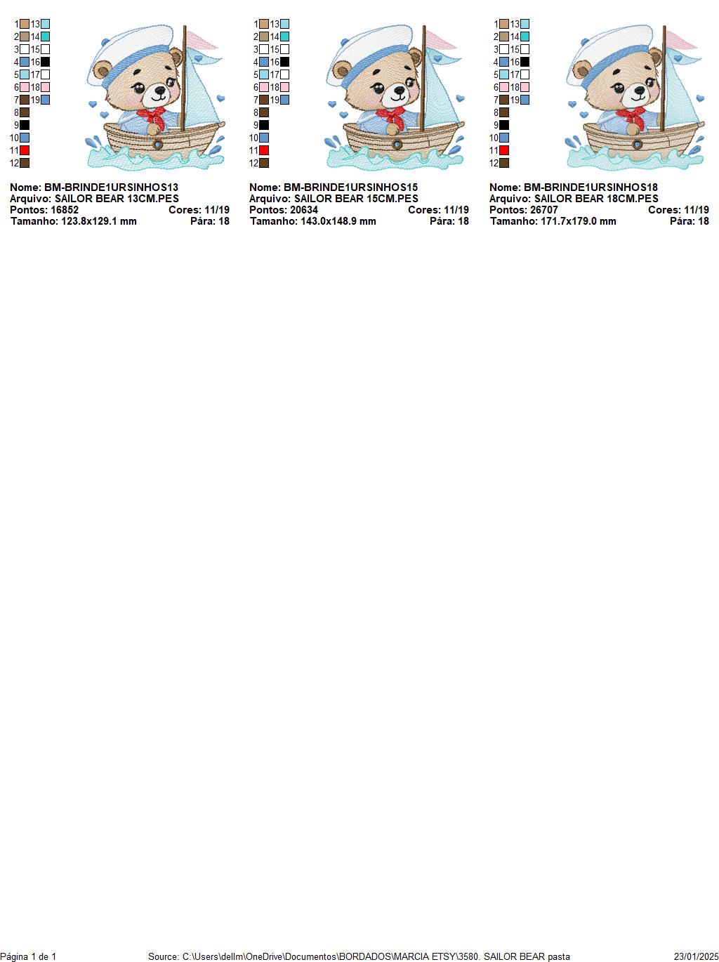 Nautical Teddy Bear embroidery designs - Baby boy Sailor bear with boat machine embroidery pattern - Boat embroidery file - Instant download