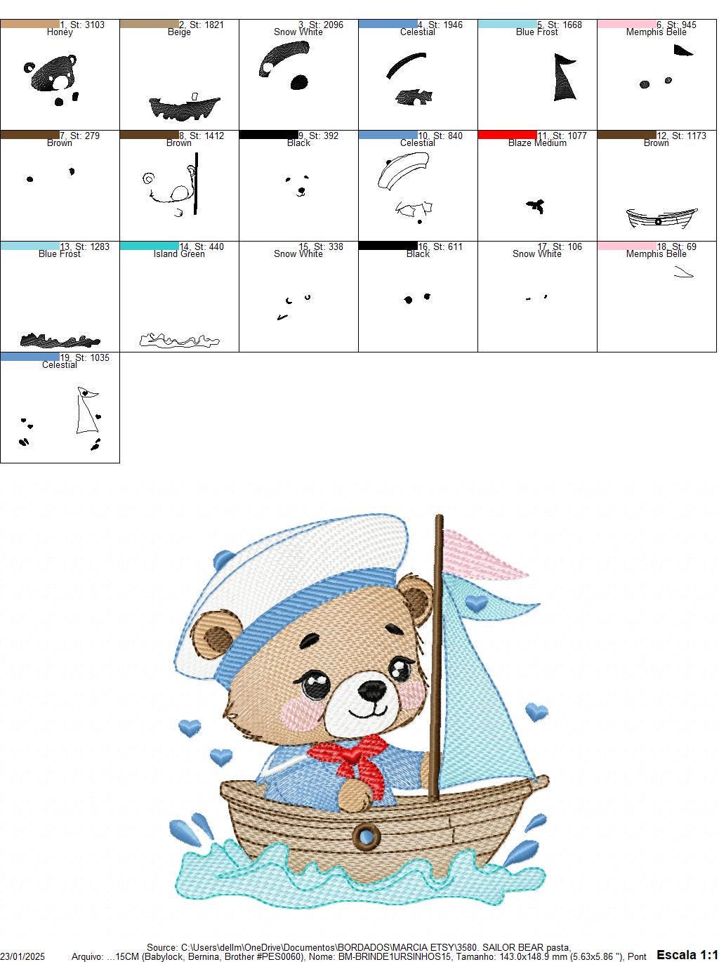 Nautical Teddy Bear embroidery designs - Baby boy Sailor bear with boat machine embroidery pattern - Boat embroidery file - Instant download