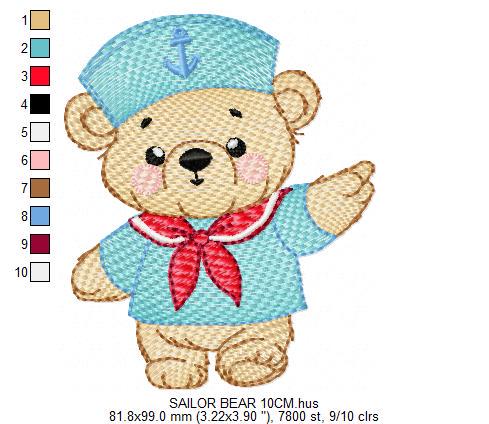Sailor Teddy Bear embroidery designs - Baby boy Nautical Bear machine embroidery pattern - Bear with boat frame file - Instant download pes