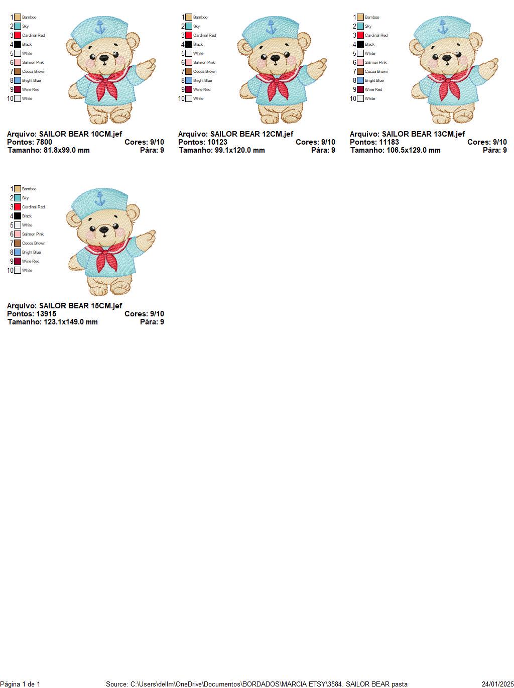 Sailor Teddy Bear embroidery designs - Baby boy Nautical Bear machine embroidery pattern - Bear with boat frame file - Instant download pes