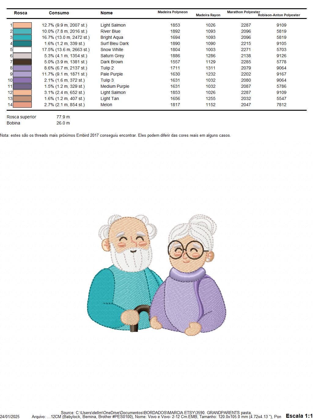 Grandparents embroidery designs - Love Old Couple Family machine embroidery pattern - Grandma and Grandpa - Instant download pes jef dst vp3
