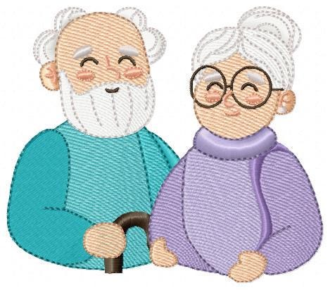 Grandparents embroidery designs - Love Old Couple Family machine embroidery pattern - Grandma and Grandpa - Instant download pes jef dst vp3