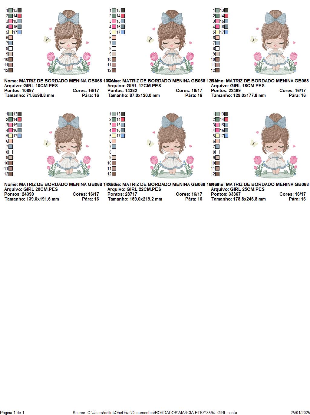 Girl embroidery designs - Baby girl with lace and flowers machine embroidery pattern - Girl with long hair - Instant download pes jef dst