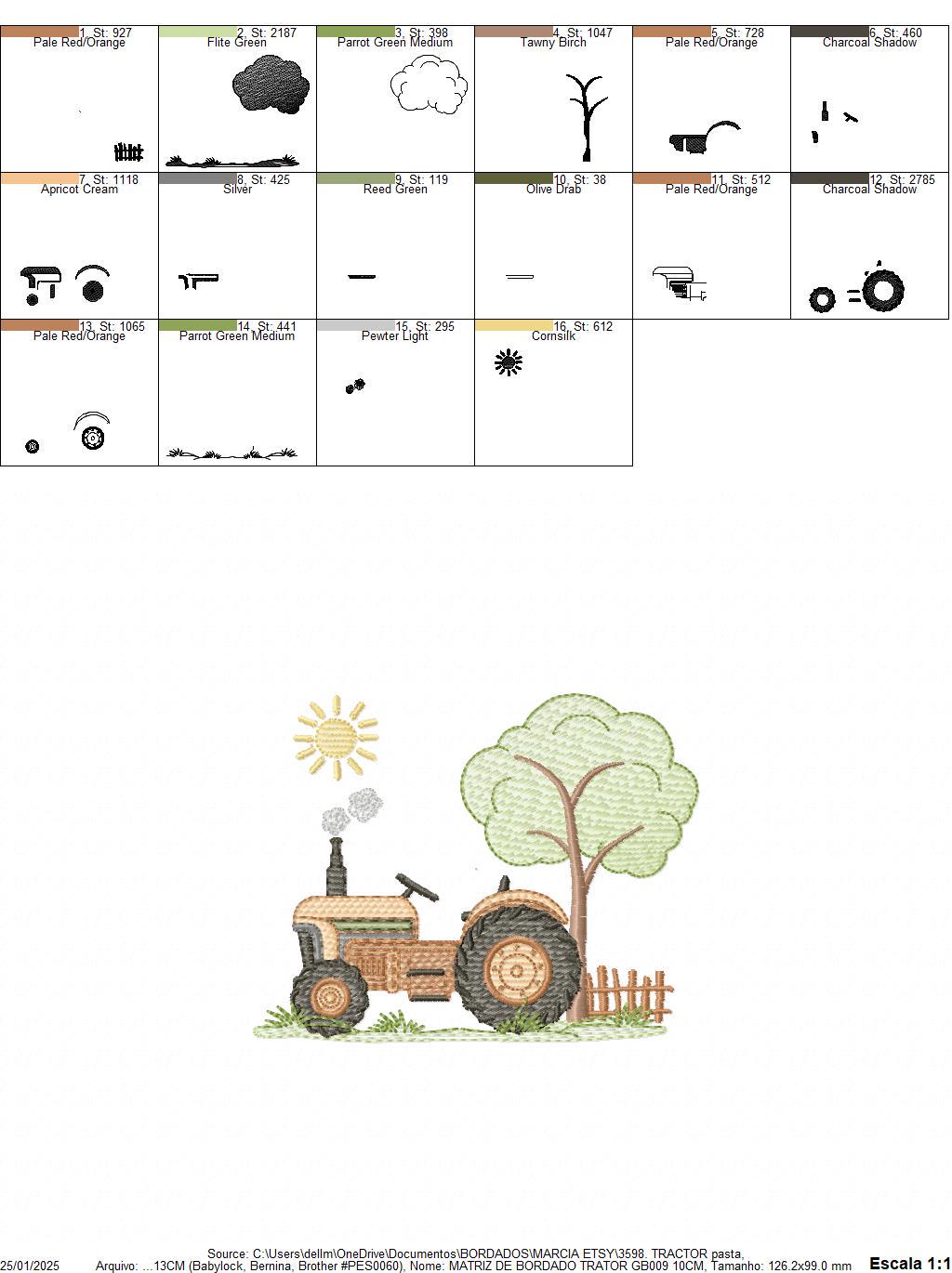 Farm Tractor embroidery designs - Truck with sun and tree machine embroidery pattern - Baby boy file - Instant digital download pes jef dst