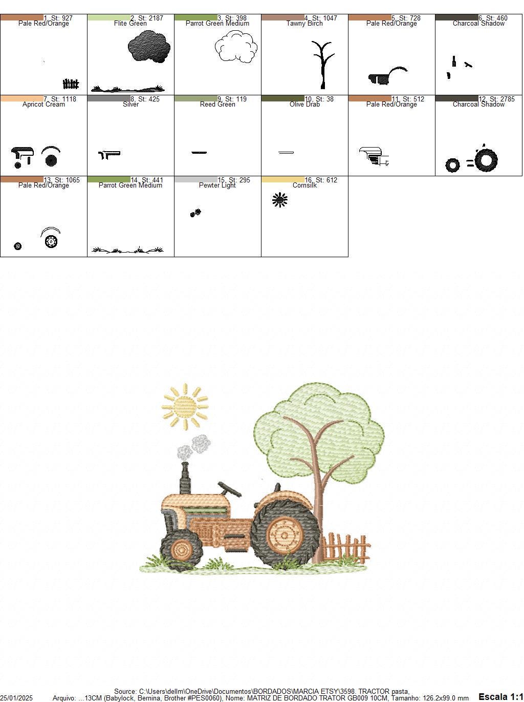 Farm Tractor embroidery designs - Truck with sun and tree machine embroidery pattern - Baby boy file - Instant digital download pes jef dst