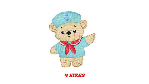 Sailor Teddy Bear embroidery designs - Baby boy Nautical Bear machine embroidery pattern - Bear with boat frame file - Instant download pes