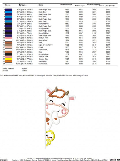 Peek a boo Cow split embroidery design - Farm Ranch Animal machine embroidery pattern - Cow with chick applique design - Instant download