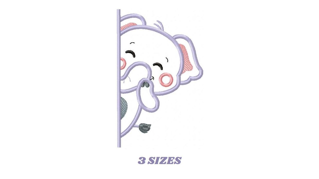 Peek a boo Elephant split embroidery designs - Safari Animal machine embroidery pattern - Baby boy file Elephant applique - Instant download