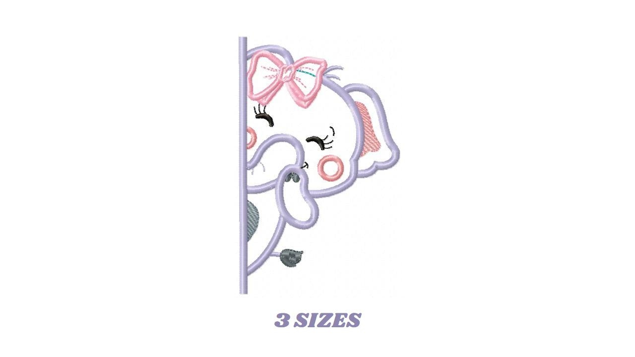Peek a boo Female Elephant split embroidery designs - Safari Wild Animal machine embroidery pattern - Elephant applique - Instant download