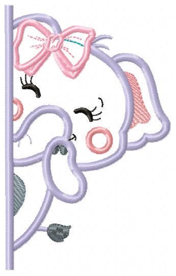 Peek a boo Female Elephant split embroidery designs - Safari Wild Animal machine embroidery pattern - Elephant applique - Instant download