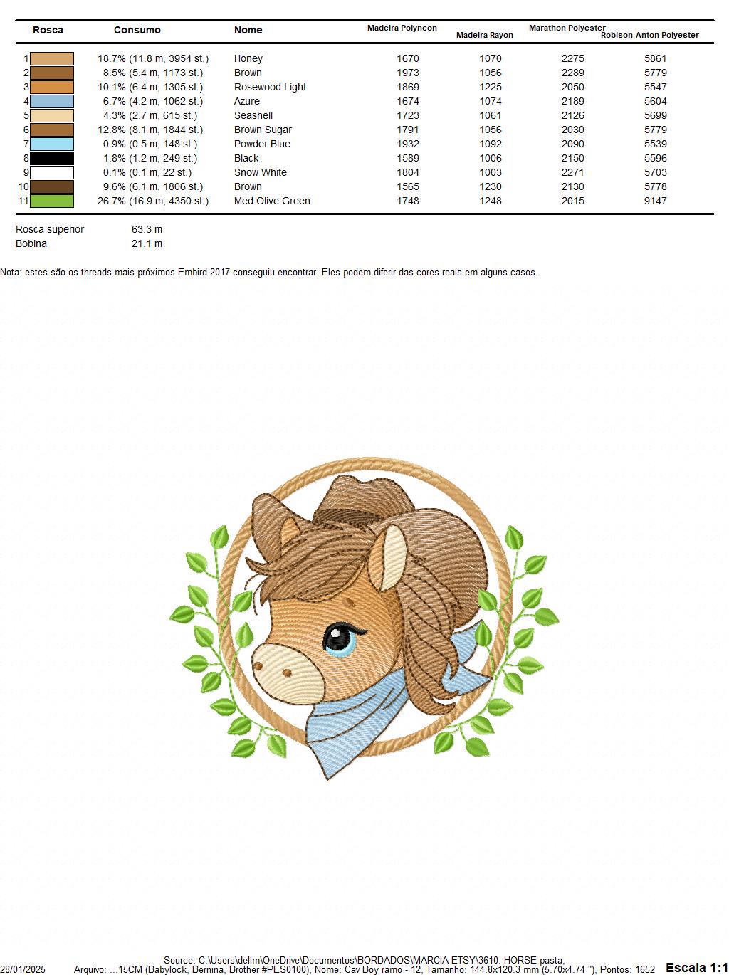 Cowboy Horse embroidery design - Farm animal machine embroidery pattern - Baby Boy Horse with hat and bandana file - Instant download pes