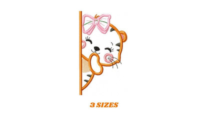 Peek a boo Female Tiger split embroidery design - Forest animal with lace machine embroidery pattern - Tiger applique - Instant download pes