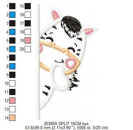 Peek a boo Zebra split embroidery designs - Safari wild Animal machine embroidery pattern - Male Zebra applique - Instant download pes jef
