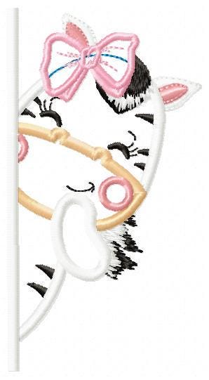 Peek-a-boo Zebra split embroidery designs - Safari female animal with lace machine embroidery pattern - Zebra applique - Instant download