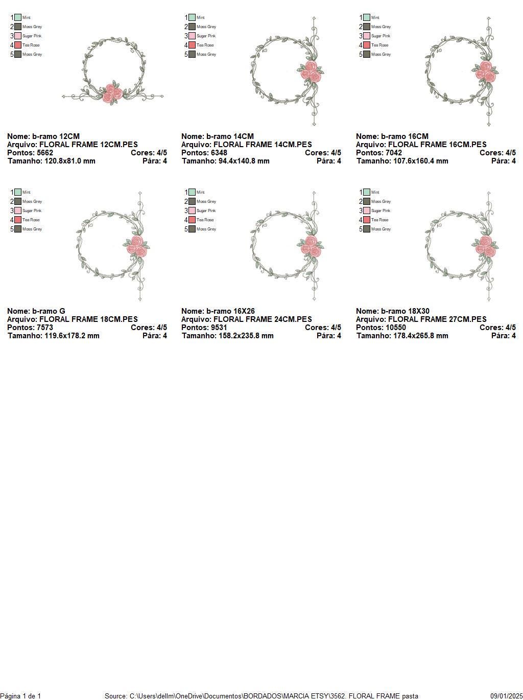 Monogram Frame with roses embroidery designs - Flower laurel wreath machine embroidery pattern - Kitchen tea towel file - Instant download