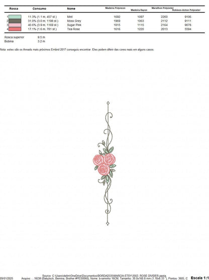 Rose Divider embroidery designs - Roses for kitchen tea towel machine embroidery pattern - Entwined roses file - Instant download pes jef