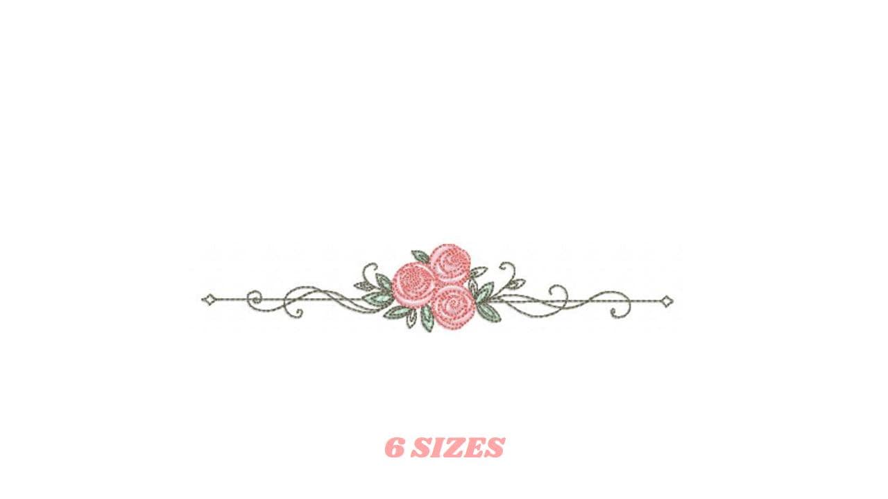 Rose Divider embroidery designs - Roses for kitchen tea towel machine embroidery pattern - Entwined roses file - Instant download pes jef
