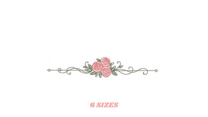 Rose Divider embroidery designs - Roses for kitchen tea towel machine embroidery pattern - Entwined roses file - Instant download pes jef